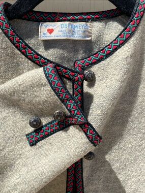 100% Wool Button up Austrian Cardigan Sweater Obermyer